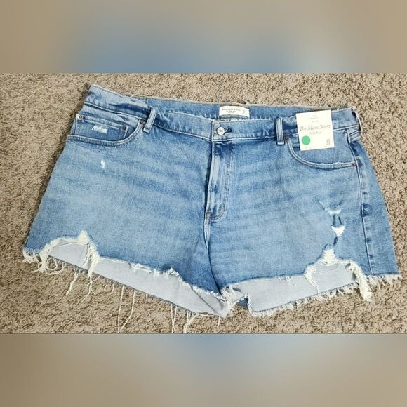 Abercrombie & Fitch Womans Size 35 20 Plus Mid Rise Distressed Mom Shorts NWT - Picture 6 of 6